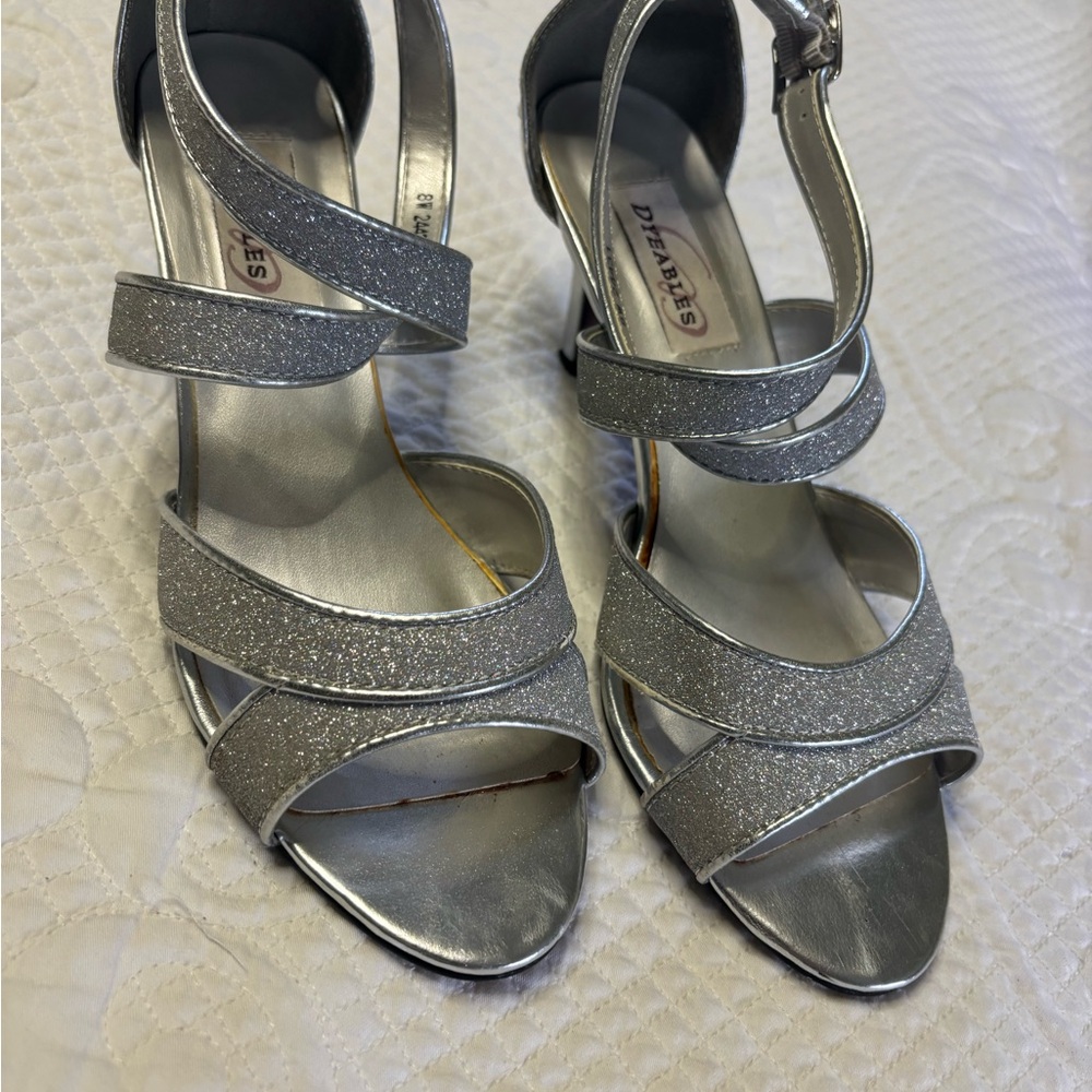 Elegant Silver Heels with Crisscross Straps